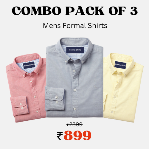 100% Cotton Latest Plain Formal Shirts (Combo Pack of 3)