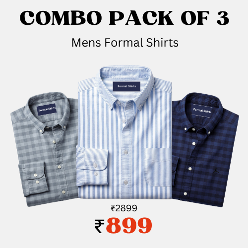 100% Cotton Latest Check Formal Shirts (Combo Pack of 3)