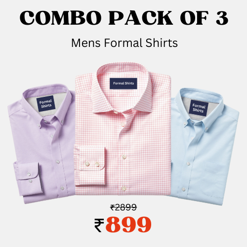 100% Cotton Latest Plain Formal Shirts (Combo Pack of 3)