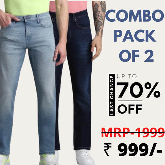 Jeans Combo Pack of 2 Men  Blue Low Rise Regular Fit Jeans