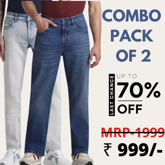 Jeans Combo Pack of 2 Blue Low Rise Regular Fit Jeans