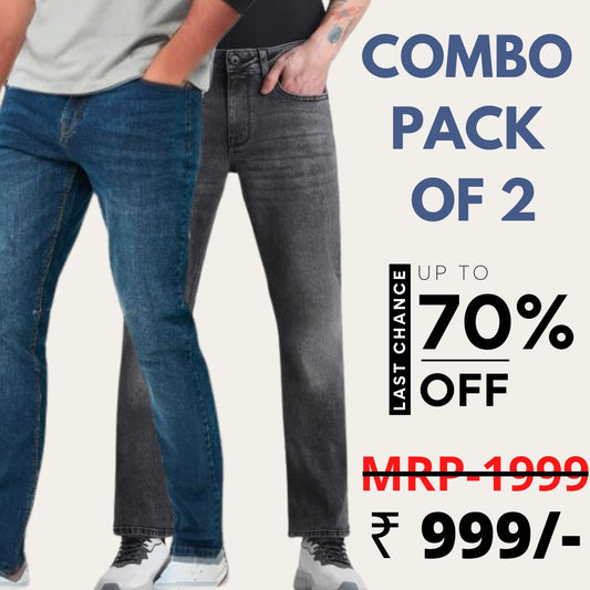 Jeans Combo Pack Of 2  Blue/ Grey Casual Wear Plain Pattern Slim Fit