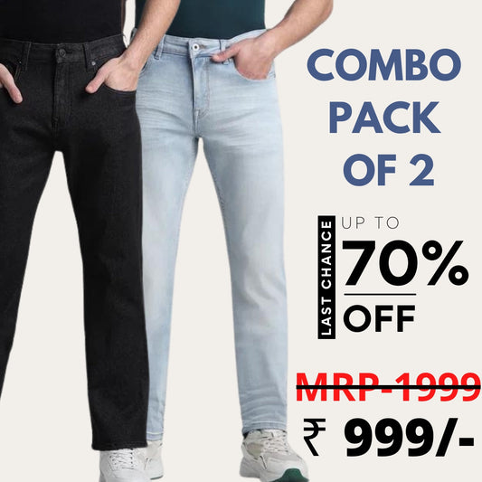 Jeans Combo Pack Of 2  Black / Blue Casual Wear Plain Pattern Slim Fit