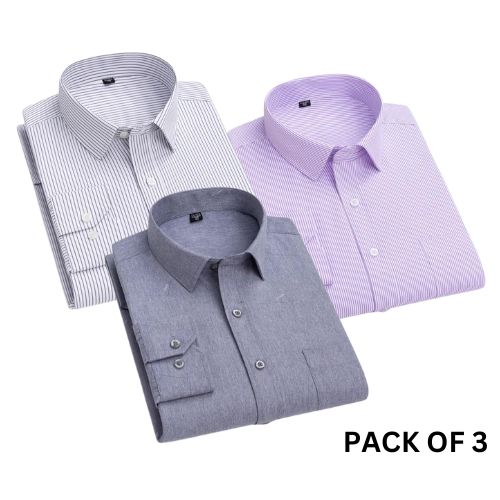 100% Cotton Latest Formal Shirts (Combo Pack of 3)