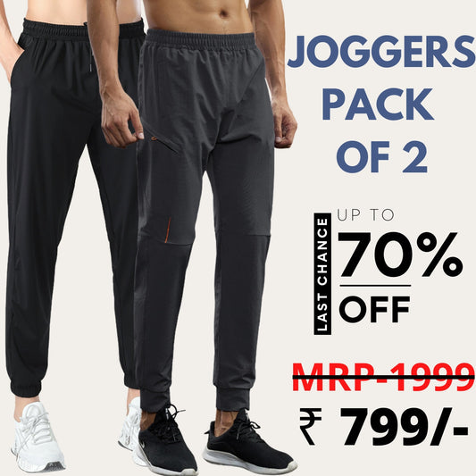 Men Track Pant  Pack of 2 Active Slim Fit  Jogger Pants