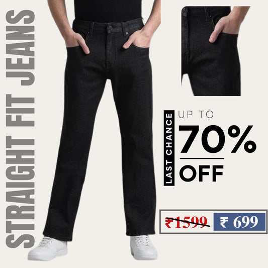 Men's Premium Soft Relaxed Fit , Stretch Black Solid Jeans