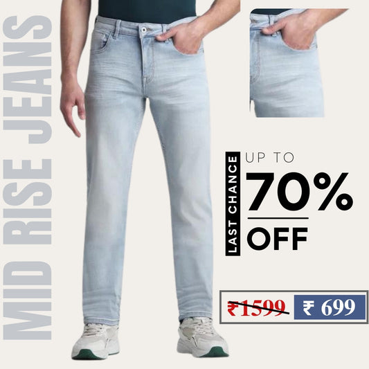 Men's Premium Soft Regular Fit Washed Relaxed Straight Jeans