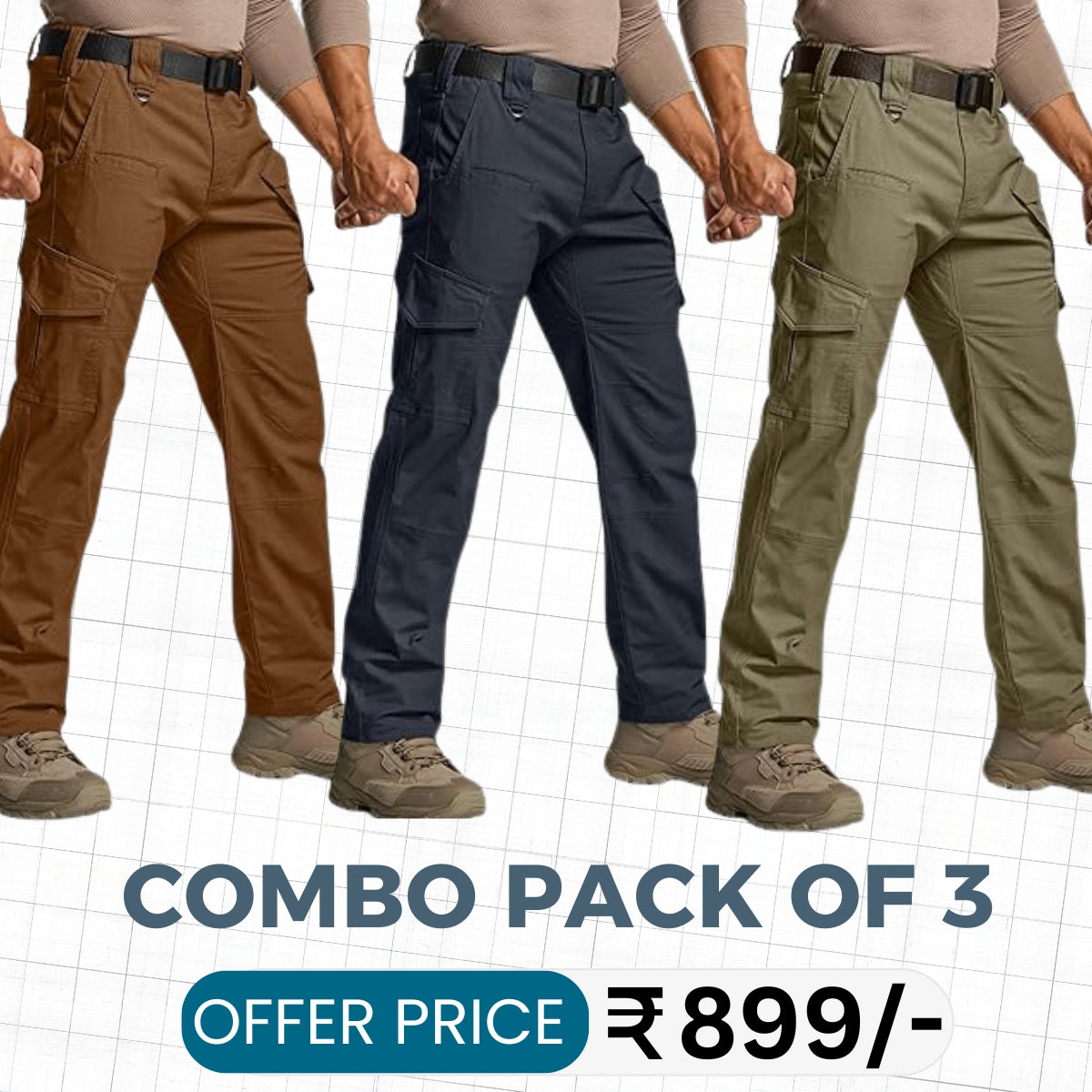 Best-Selling Cargo Pants With Comfort And Flexibility Pack of 3