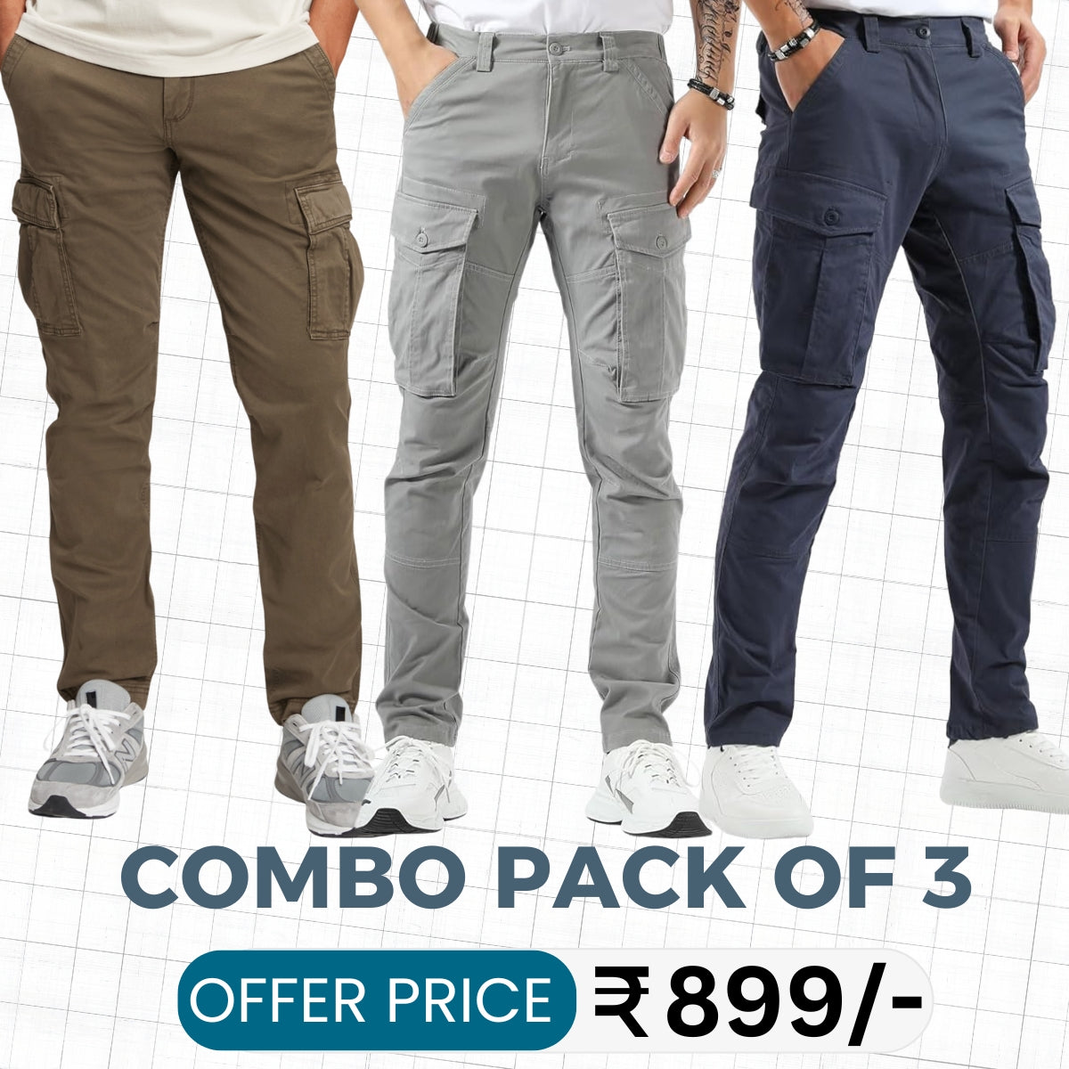 Best-Selling Cargo Pants With Comfort And Flexibility Pack of 3